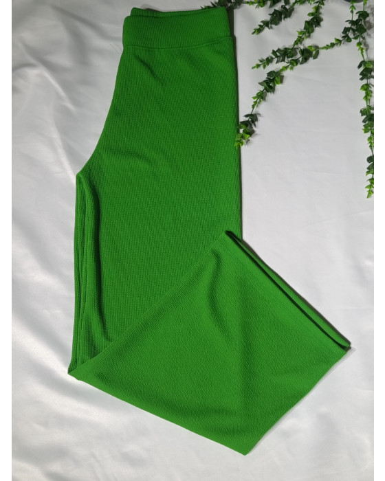 Fitilli Çizgili Ispanyol Paça Yüksek Bel Dayanıklı Tayt Pantalon